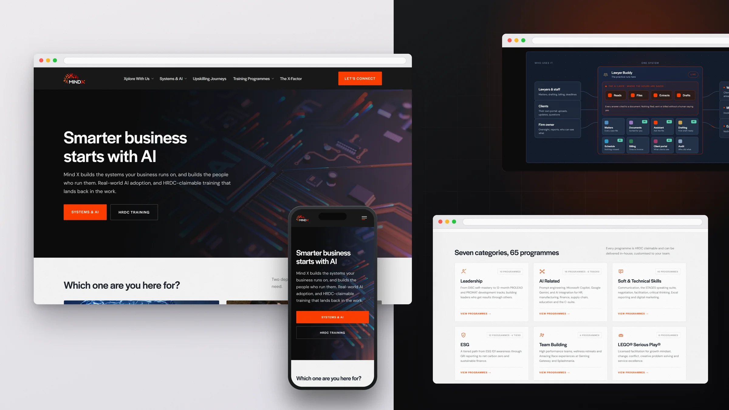 MindX website across desktop and mobile